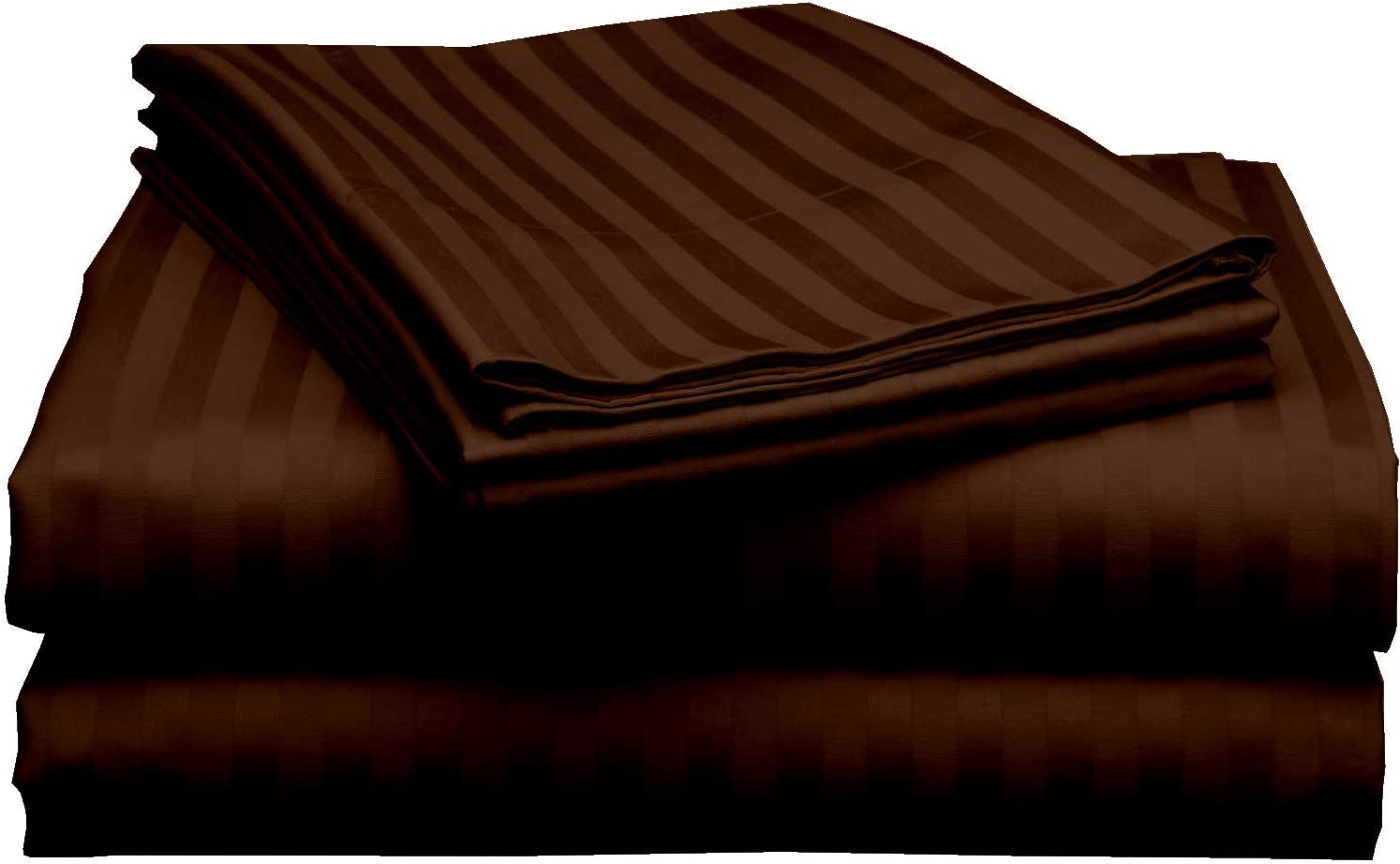 Pillow Covers Chocolate Stripe 100 Percent Pure Cotton Super Soft 2-Pieces Pillowcases 1000TC