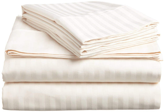 Pillow Covers Ivory Stripe 100 Percent Pure Cotton Super Soft 2-Pieces Pillowcases 1000TC