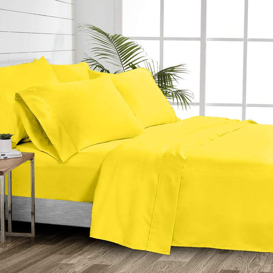 Pillow Covers Yellow Solid 100 Percent Pure Cotton Super Soft 2-Pieces Pillowcases 1000TC
