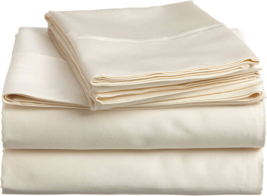 Pillow Covers Ivory Solid 100 Percent Pure Cotton Super Soft 2-Pieces Pillowcases 1000TC