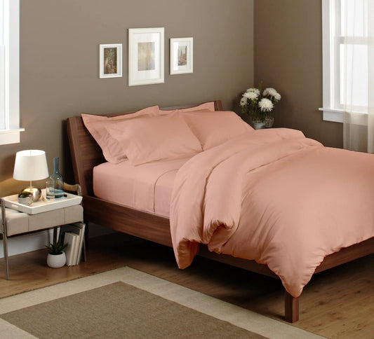 Pillow Covers Peach Solid 100 Percent Pure Cotton Super Soft 2-Pieces Pillowcases 1000TC