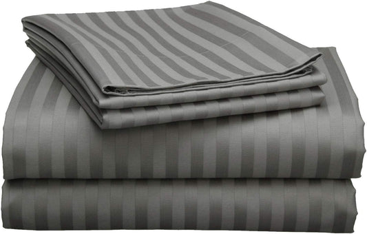Pillow Covers Dark Grey Stripe 100 Percent Pure Cotton Super Soft 2-Pieces Pillowcases 1000TC