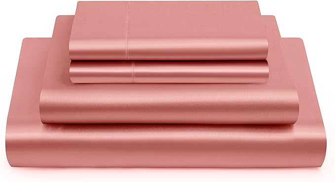 6 Inch Pocket Sheet Set Mulberry Sateen Silk Baby Pink