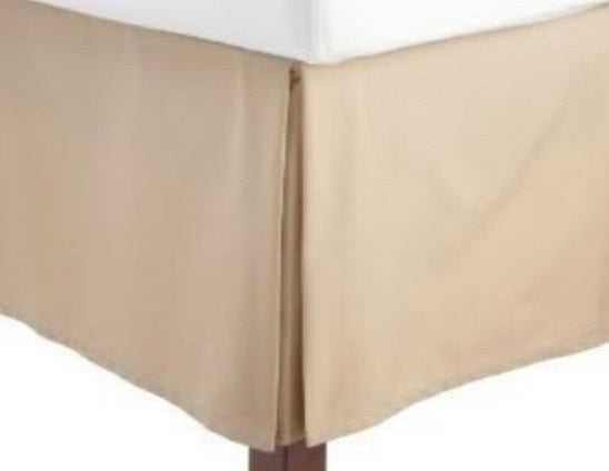 Buy Bed Skirt 18" Inch Beige Egyptian Cotton Split Corner Pleated at-egyptianhomelinens.com