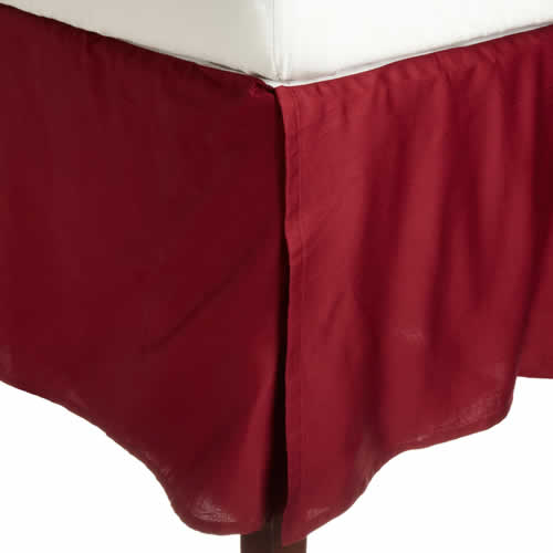  32 Inch Bed Skirt Dark Red Egyptian Cotton Split Corner Pleated at-egyptianhomelinens.com