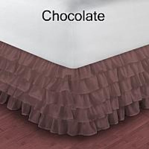 Queen Size Ruffle Bed Skirt Egyptian Cotton 1000TC Chocolate