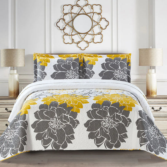 Helena Gold Reversible Oversize Bedspread Set