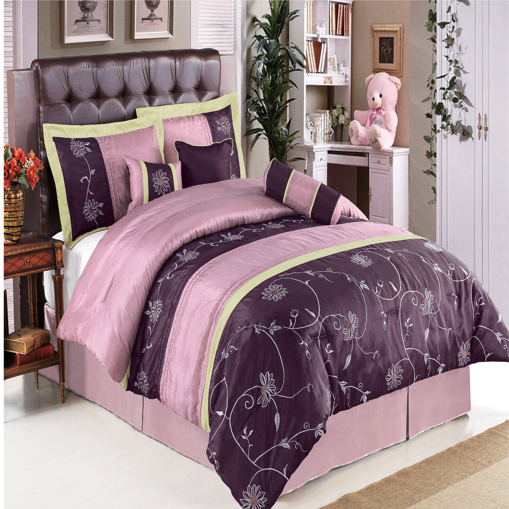 Luxurious Grand Park Purple 7-Piece Comforter Set