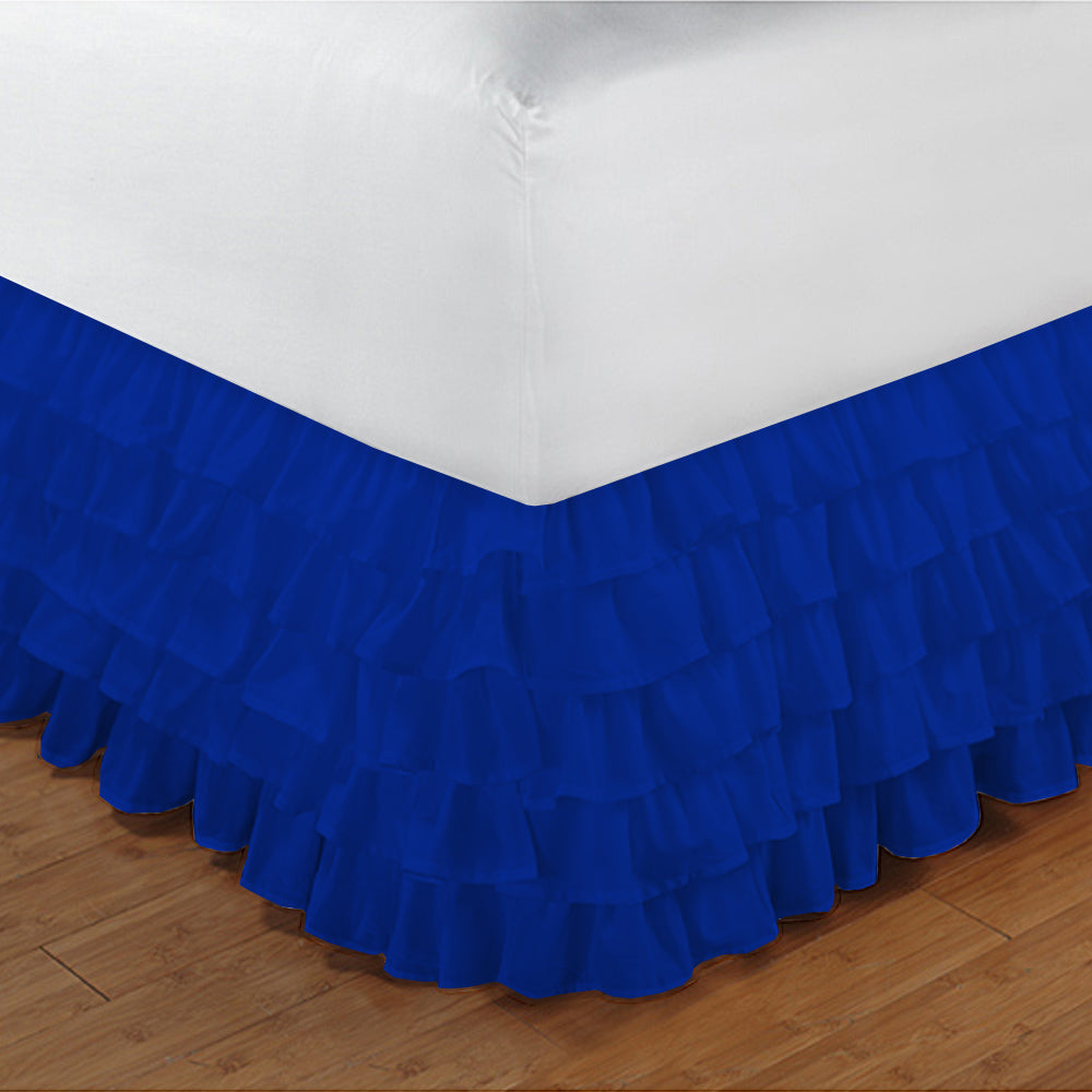 King Size Ruffle Bed Skirt Egyptian Cotton 1000TC Royal Blue