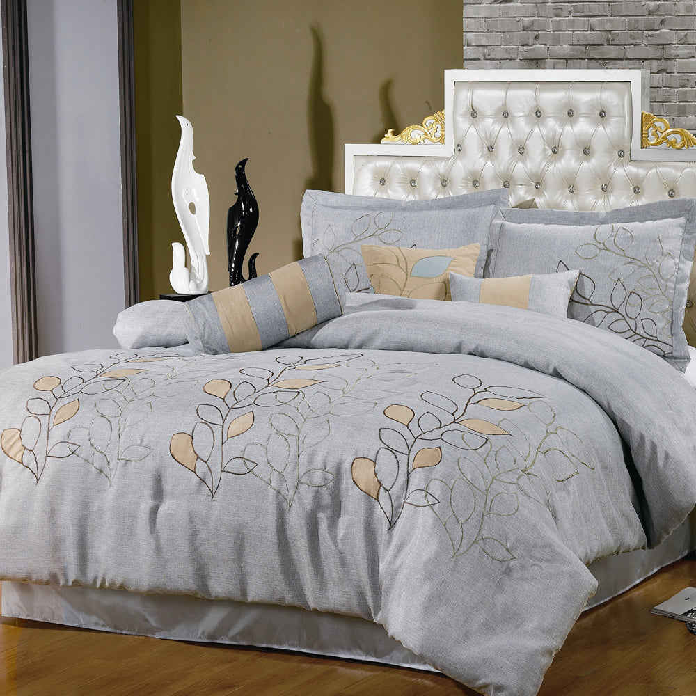 Silver Linen Oversized 7-Piece Comforter Set