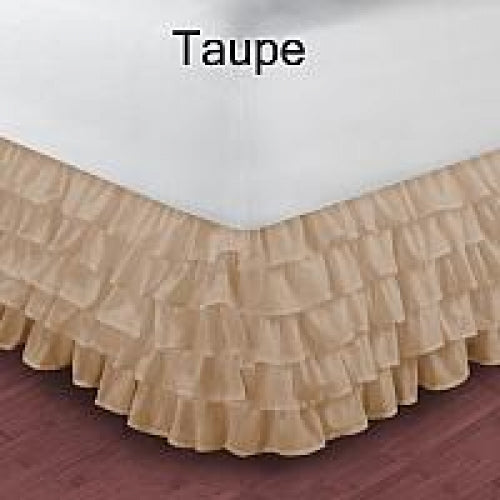 Twin-XL Size Ruffle Bed Skirt Egyptian Cotton 1000TC Taupe