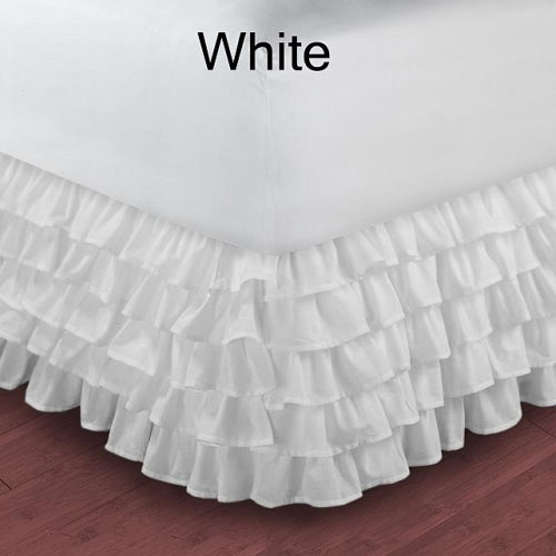 Queen Size Ruffle Bed Skirt Egyptian Cotton 1000TC White