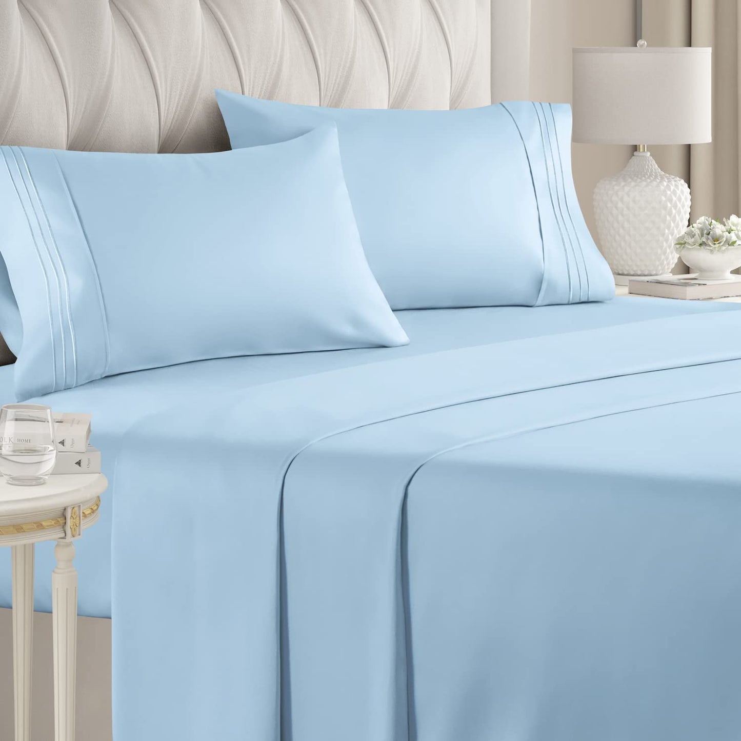 Buy Full Size Flat Sheet Blue Egyptian Cotton 1000 Thread Count at- Egyptianhomelinens.com