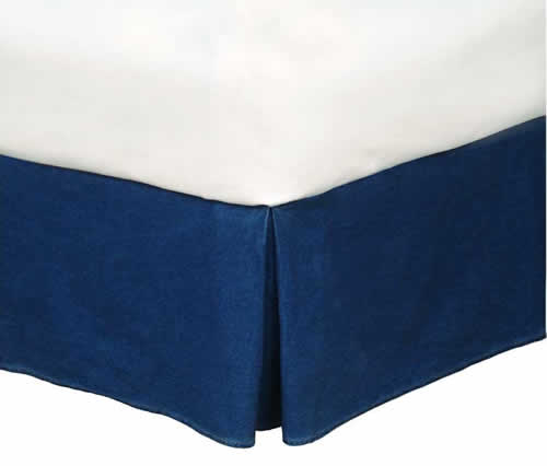  32 Inches Bed Skirt Navy Blue Egyptian Cotton at-egyptianhomelinens.com
