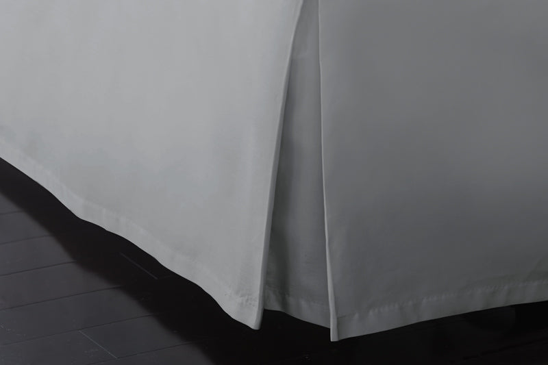 Buy Solid Silver Split Corner Pleated Egyptian Cotton 10 Inches Drop Length Bed Skirt at-egyptianhomelinens.com