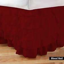 King Size Ruffle Bed Skirt Egyptian Cotton 1000TC Dark Red