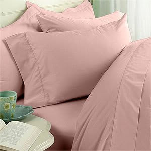 21 Inch Deep Fitted Sheets 100% Egyptian Cotton Bottom Fitted Sheet Light Pink at-EgyptianHomeLinens.com