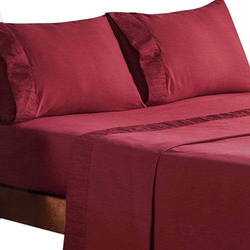 18 Inch Pocket Fitted Sheet Burgundy Egyptian Cotton at-EgyptianHomeLinens.com