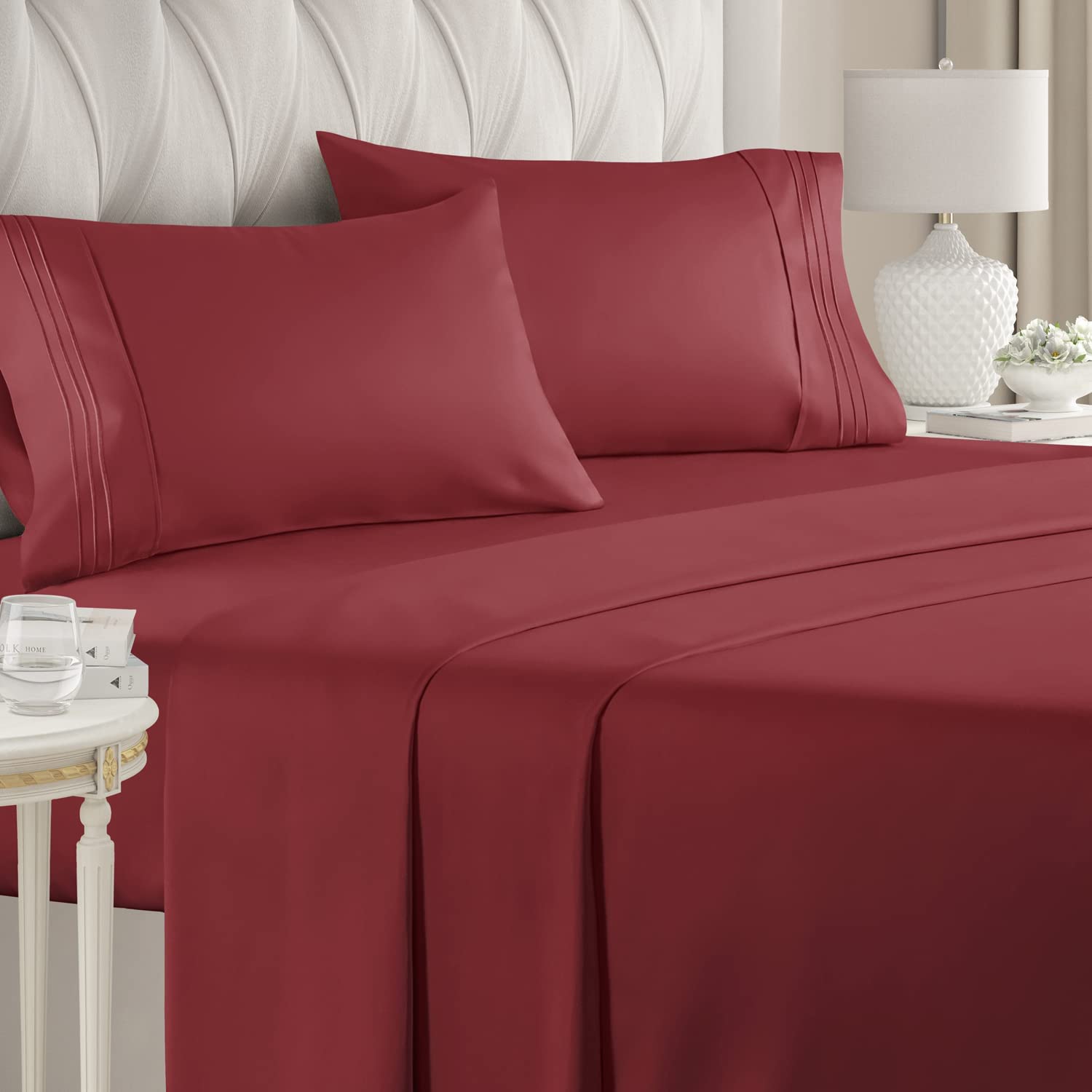 Buy 1500 Thread Count Sheet Set Egyptian Cotton Solid Burgundy at- Egyptianhomelinens.com

