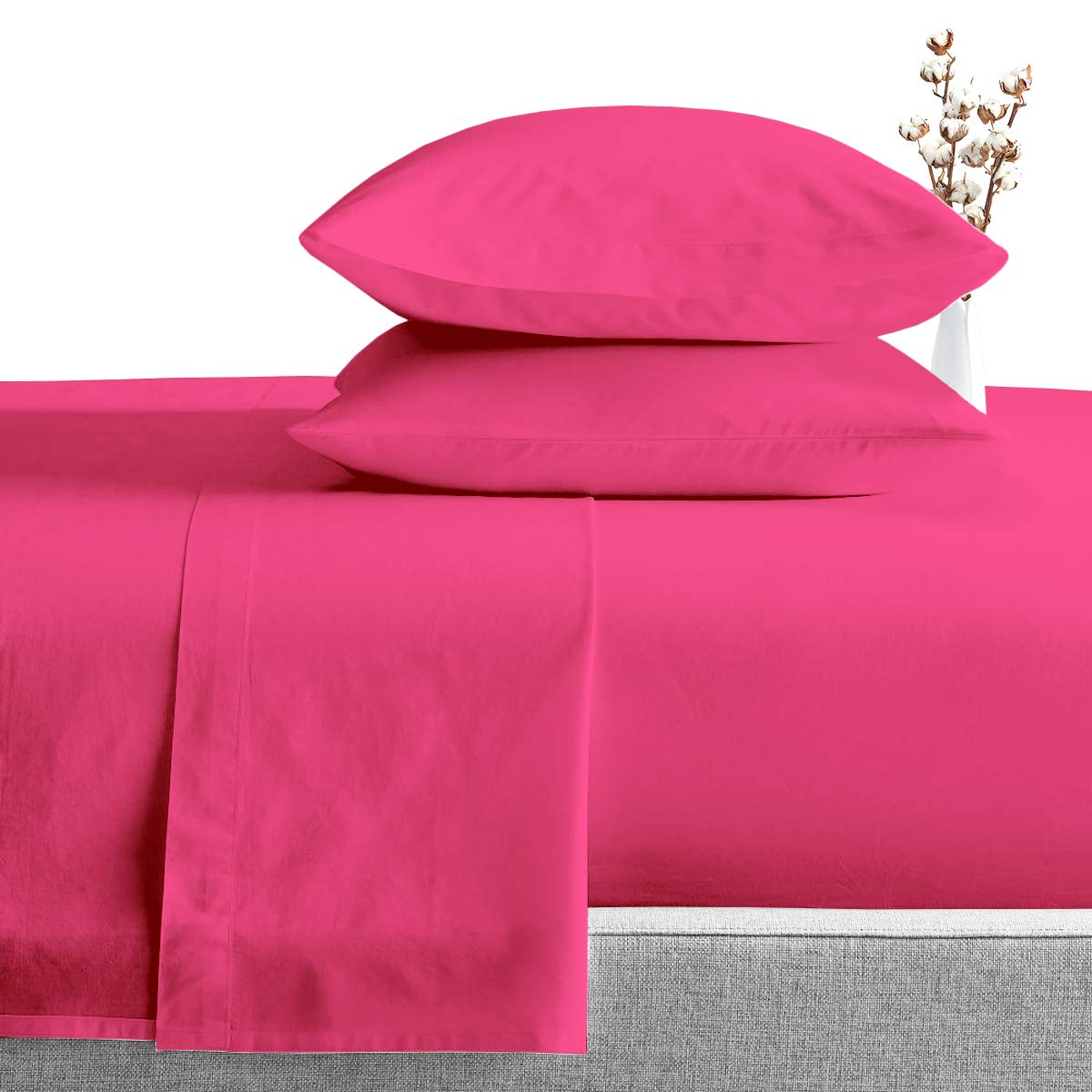 30 Inch Deep Pocket Fitted Sheets Hot Pink 100% Egyptian Cotton 1000TC