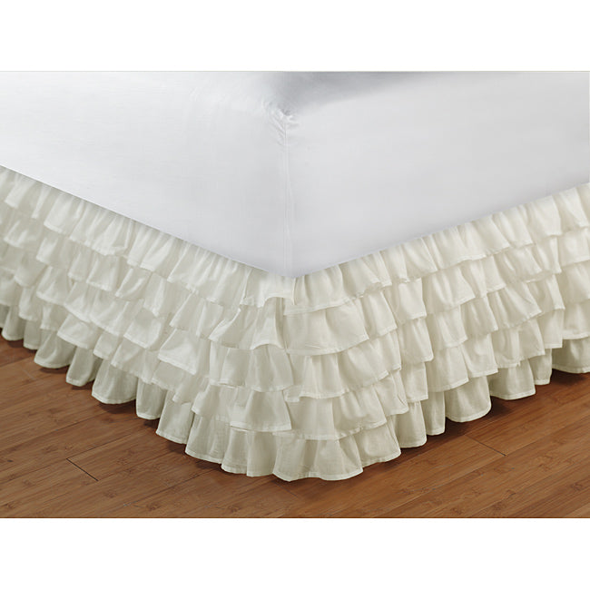 King Size Ruffle Bed Skirt Egyptian Cotton 1000TC Ivory
