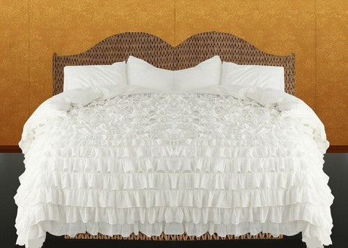 Queen Ivory Ruffle Duvet Cover Set Egyptian Cotton 1000 Thread Count