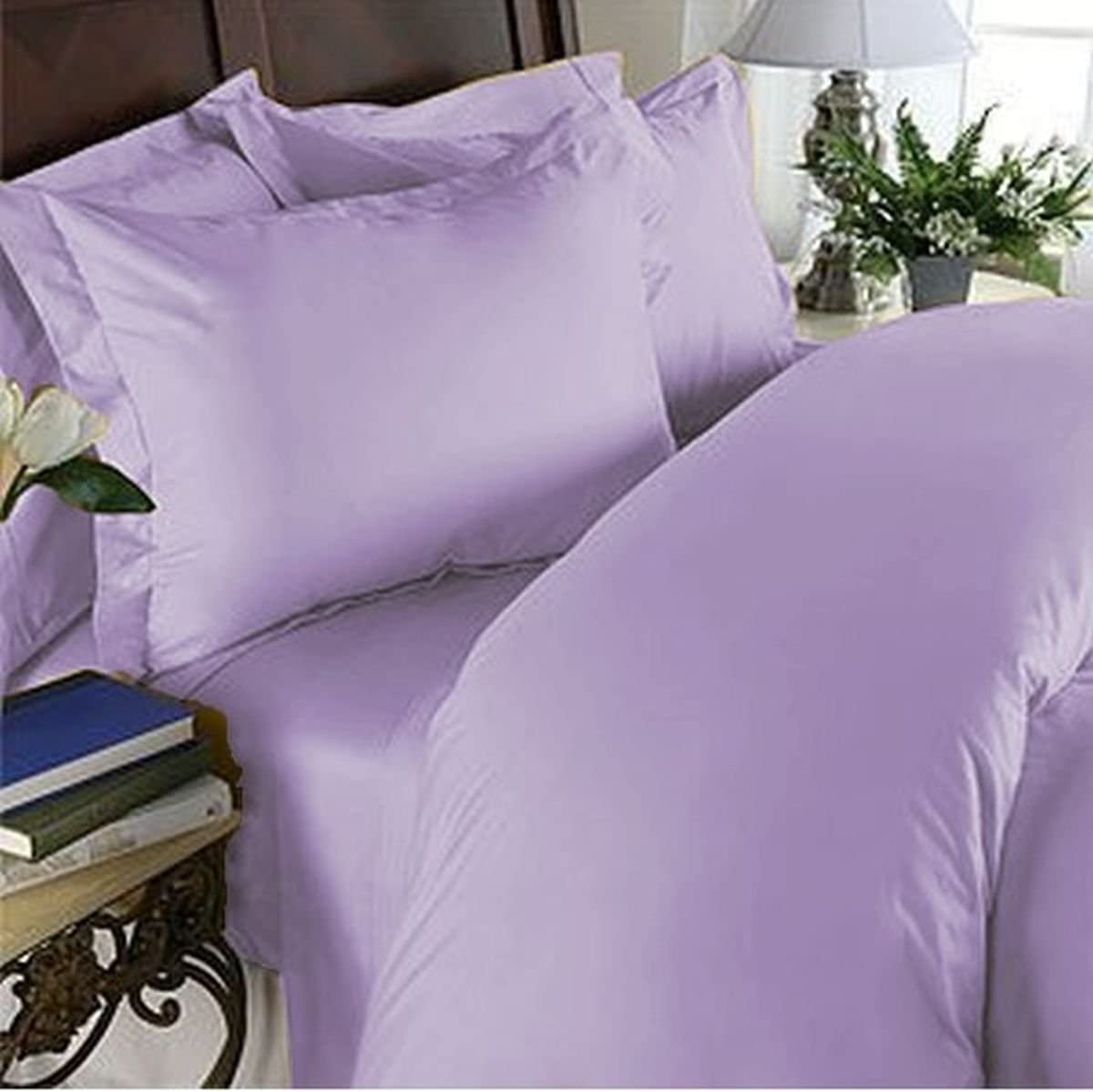 17 Inch Pocket Fitted Sheet Solid Lavender Egyptian Cotton at-EgyptianHomeLinens.com