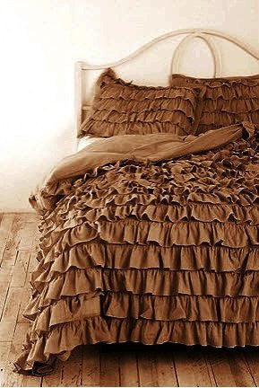 Waterfall Ruffle Duvet Covers Egyptian Cotton 1000TC Chocolate