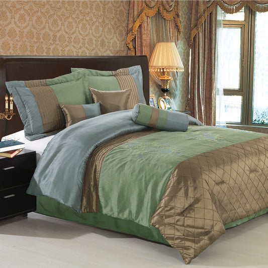 Pacifica Coffee/Sage 7-Piece comforter Set