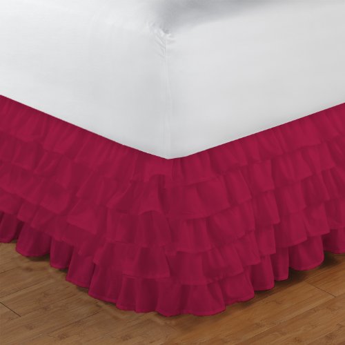King Size Ruffle Bed Skirt Egyptian Cotton 1000TC Pink