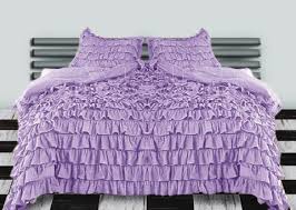 Queen Purple Ruffle Duvet Cover Set Egyptian Cotton 1000 Thread Count