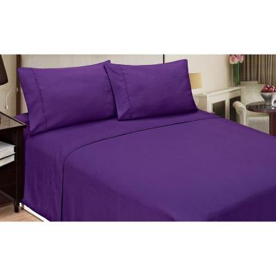 32 Inch Super Deep Pocket Purple Fitted Sheet Egyptian Cotton at-EgyptianHomeLinens.com