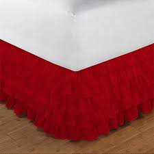 Twin-XL Size Ruffle Bed Skirt Egyptian Cotton 1000TC Red