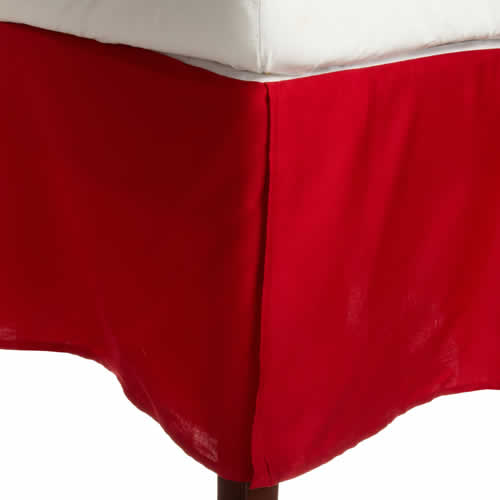 32 Inch Bed Skirt Red Egyptian Cotton Split Corner Pleated at- EgyptianLinens
