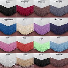 Twin-XL Size Ruffle Bed Skirt Egyptian Cotton 1000TC Brown