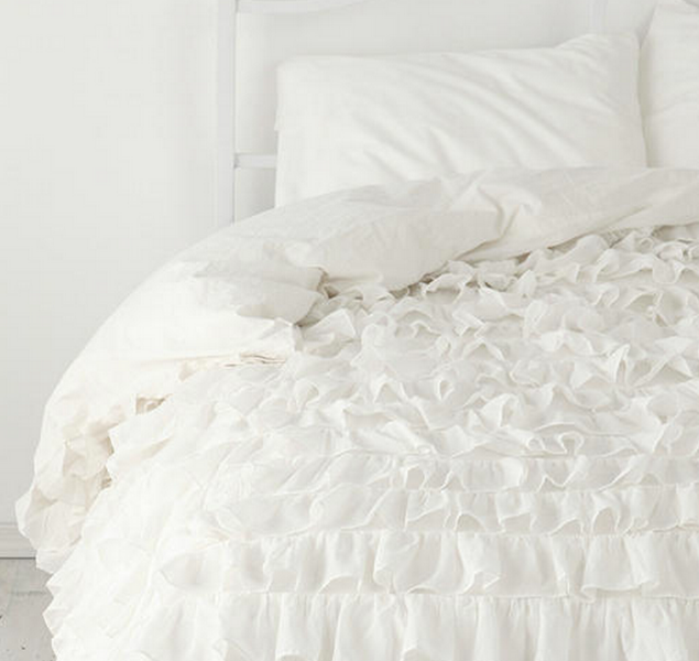 Waterfall Ruffle Duvet Covers 1000TC Egyptian Cotton White