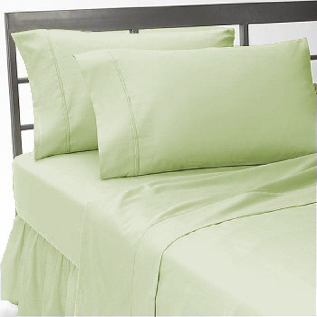Twin-XL 21 Inch Pocket Fitted Sheets 1000 Thread Count Sage at- EgyptianHomeLinens.com
