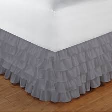 Twin-XL Size Ruffle Bed Skirt Egyptian Cotton 1000TC Silver