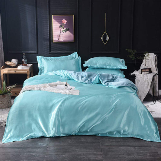21 Inch Pocket Sheet Set Mulberry Sateen Silk Aqua Blue at-www.egyptianhomelinens.com