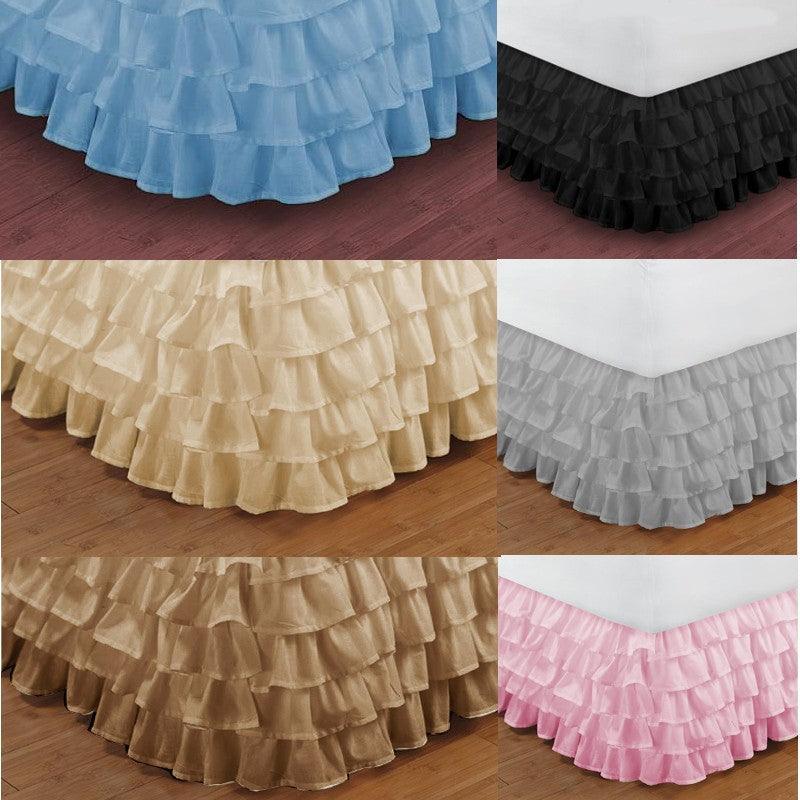 Multiple Waterfall Beige/Tan Ruffle Bed Skirt 1000-TC Egyptian Cotton