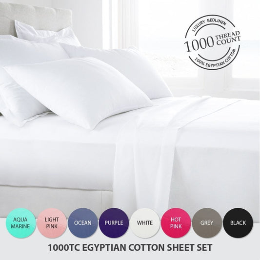 Buy Calking Size Flat Sheet White Egyptian Cotton 1000 Thread Count at- Egyptianhomelinens.com