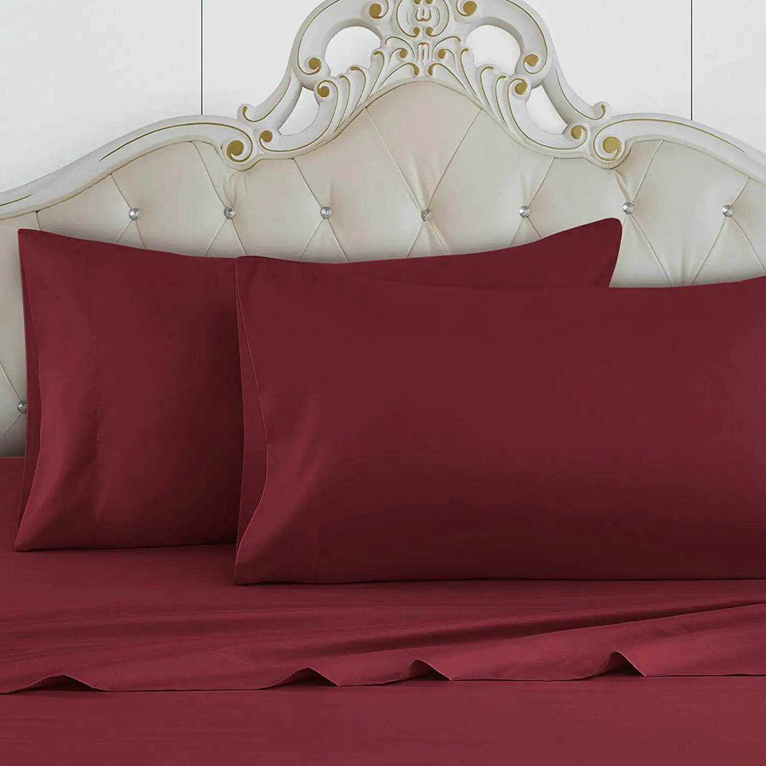 Buy 1000-TC Stripe Sheet Set Red Wine 100% Egyptian Cotton at- Egyptianhomelinens.com